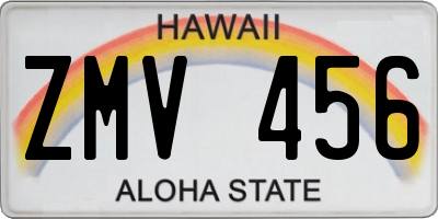 HI license plate ZMV456