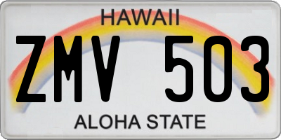 HI license plate ZMV503