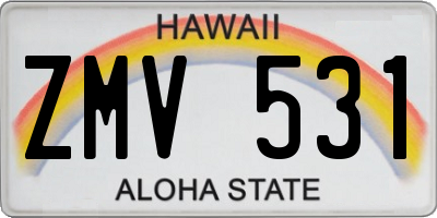 HI license plate ZMV531