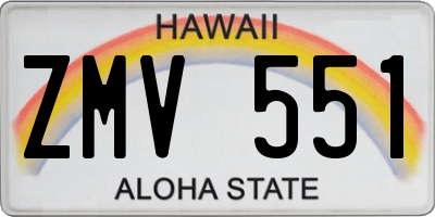 HI license plate ZMV551