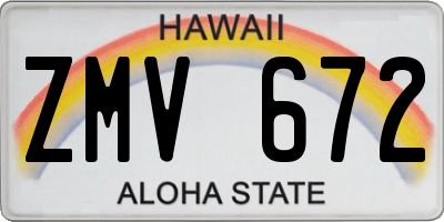 HI license plate ZMV672