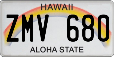 HI license plate ZMV680