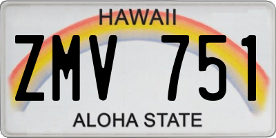 HI license plate ZMV751