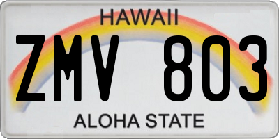 HI license plate ZMV803