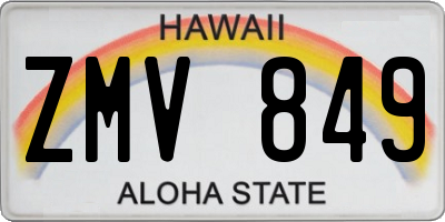 HI license plate ZMV849