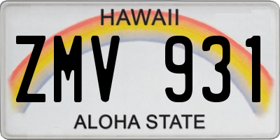 HI license plate ZMV931
