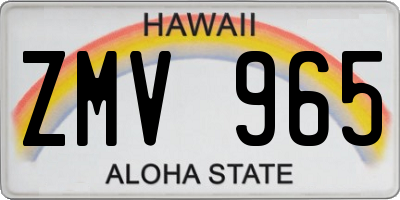 HI license plate ZMV965