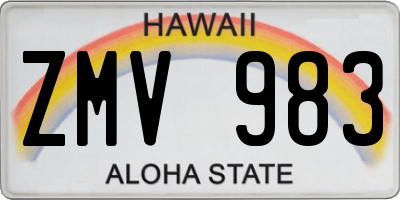 HI license plate ZMV983