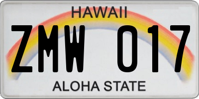 HI license plate ZMW017