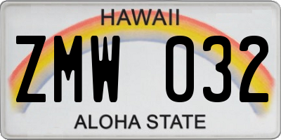 HI license plate ZMW032