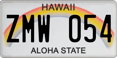 HI license plate ZMW054