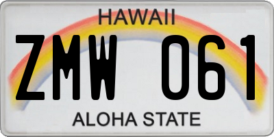 HI license plate ZMW061