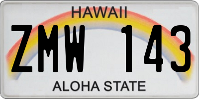 HI license plate ZMW143