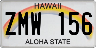 HI license plate ZMW156