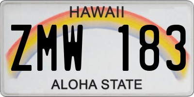 HI license plate ZMW183