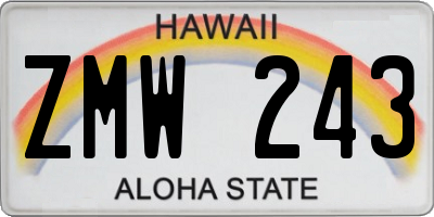 HI license plate ZMW243