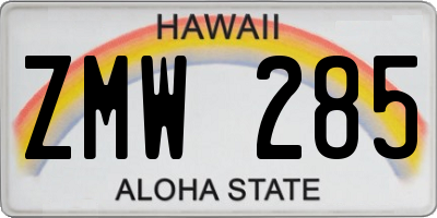 HI license plate ZMW285