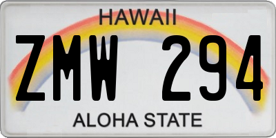 HI license plate ZMW294