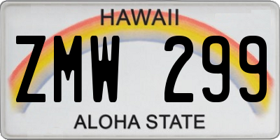 HI license plate ZMW299