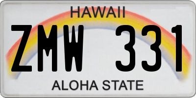HI license plate ZMW331