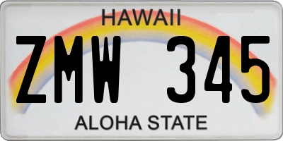 HI license plate ZMW345