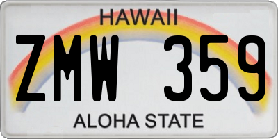 HI license plate ZMW359