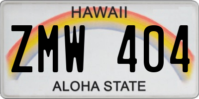 HI license plate ZMW404