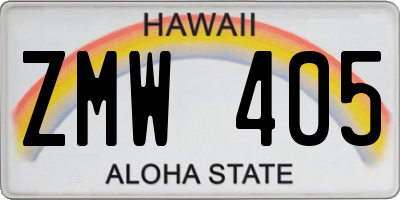 HI license plate ZMW405