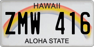 HI license plate ZMW416