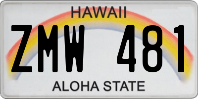 HI license plate ZMW481