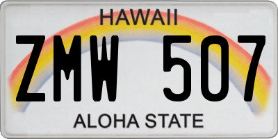 HI license plate ZMW507