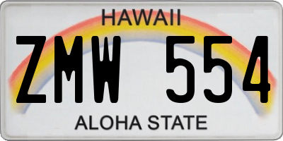 HI license plate ZMW554