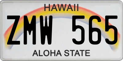 HI license plate ZMW565