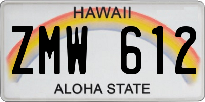 HI license plate ZMW612
