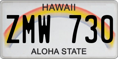 HI license plate ZMW730