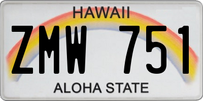 HI license plate ZMW751