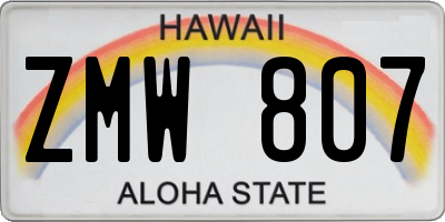 HI license plate ZMW807