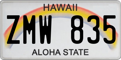 HI license plate ZMW835