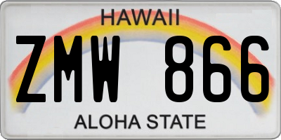 HI license plate ZMW866