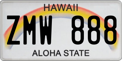 HI license plate ZMW888
