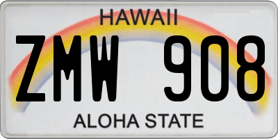 HI license plate ZMW908