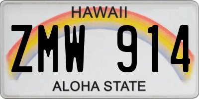 HI license plate ZMW914