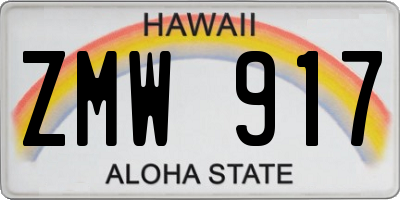 HI license plate ZMW917