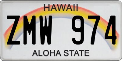 HI license plate ZMW974