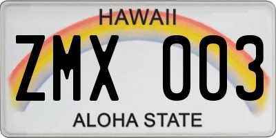 HI license plate ZMX003