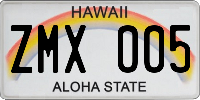 HI license plate ZMX005