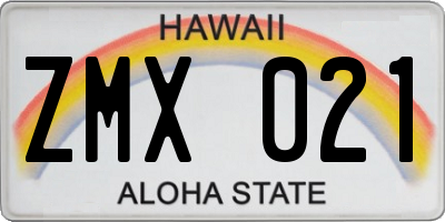HI license plate ZMX021