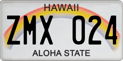HI license plate ZMX024