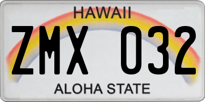 HI license plate ZMX032