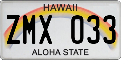 HI license plate ZMX033
